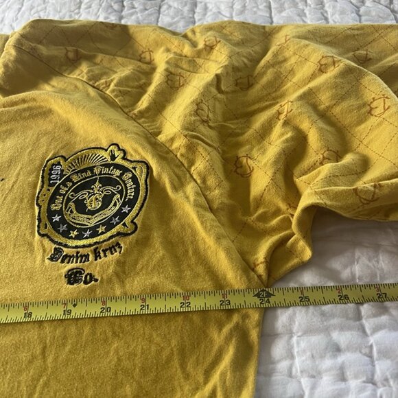 Denim Kruz Yellow Argyle Graphic T-shirt Crest Patch Retro Preppy Baggy Men’s 4X - Picture 10 of 12